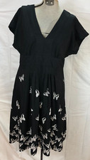 Banana Republic Facto Dress Womens Size 2 Black Butterfly Print Cap Sleeve Swing