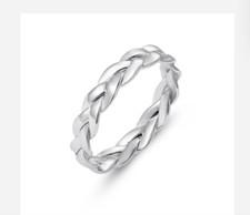 SILVER BRAIDED BAND RING 6 7 8 10