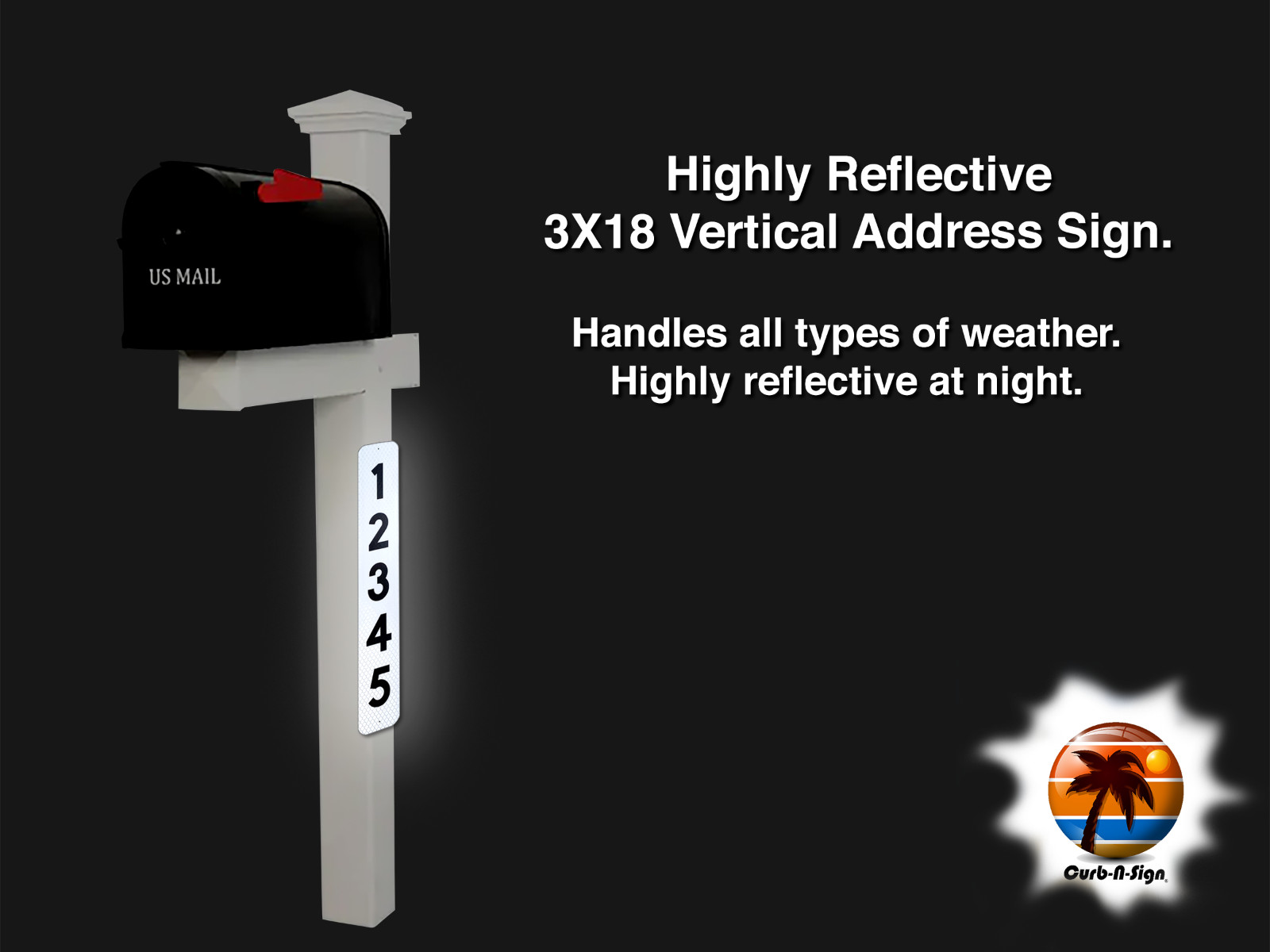 911 Vertical Super Reflective Address Signs MIlitary branch 2 pack