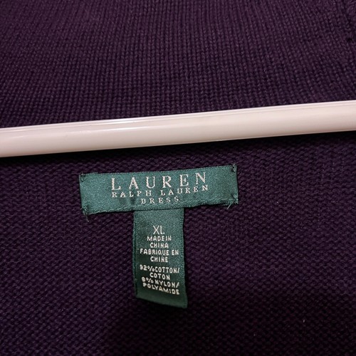 Ralph Lauren Womens XL Purple Knit Shawl 42" Sweater Dress Buckle Belt Accents - Picture 3 of 7