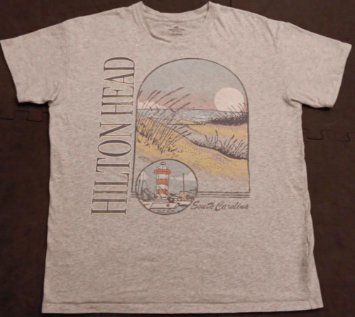 Unisex XS Oversized Hollister Gray Hilton Head South Carolina Graphic T Shirt