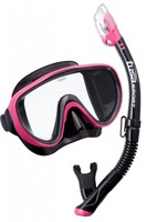 Tusa Ladies Silicone Mask & Dry Drain Snorkel Set Pro Combo Package - Pink Black Tusa Ladies Silicone Mask & Dry Drain Snorkel Set Pro Combo Package - Pink Black