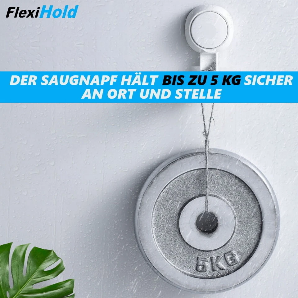 FLEXIHOLD Duschkopfhalter mit Saugnapf 360° drehbar Brause Halterung ohne Bohren - Bild 4 von 4