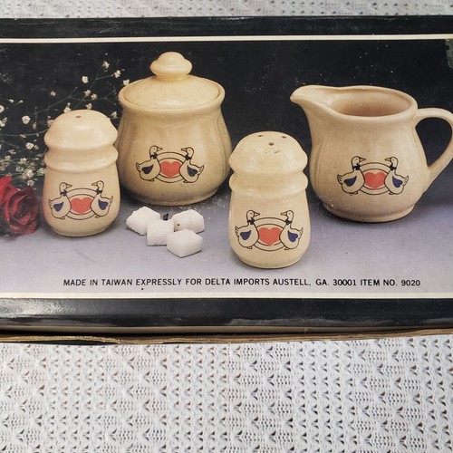 Vintage Geese Goose Salt & Pepper Shaker and Sugar & Creamer 4pc Set Kitchen New