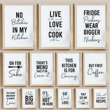 Kitchen Dining Room Prints Posters Fun Text Quotes Home Decoration Gift