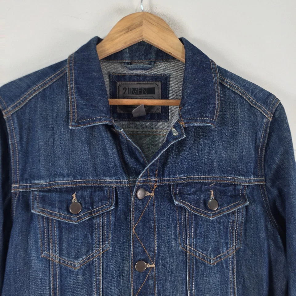 21 Hombre Chaqueta Vaquera S Azul Manga Larga Cuello Algodón 103749 Foto 2 de 4