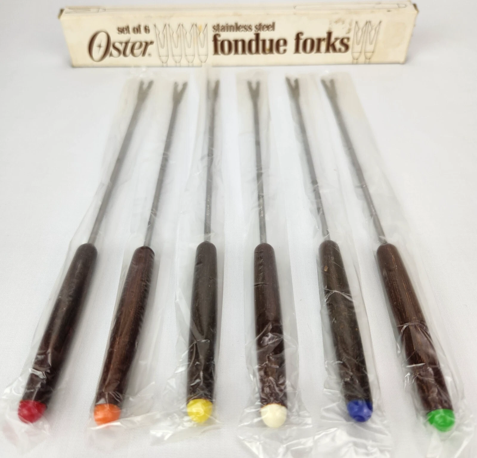 VTG Oster Fondu Forks Set Of 6 Stainless Steel Retro Party Forks Japan NIOB