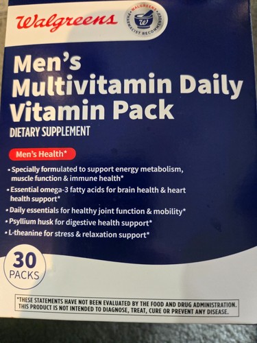 New Walgreens Men’s Multivitamin Daily Vitamin 30 Packs Exp: 10/25