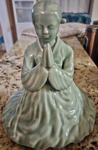 Vintage chinesische Kwan Quan Yin große betende Frau Statue JADE Göttin der Barmherzigkeit  - Bild 1 von 24