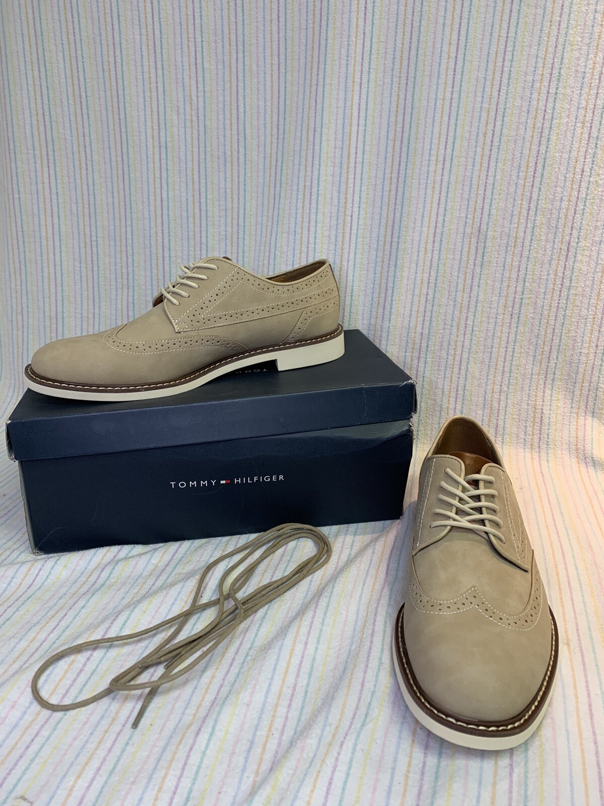 Tan Suede Wingtip Oxford Shoes 