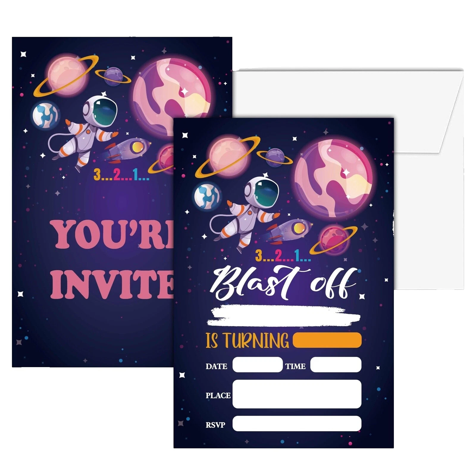 Invitaciones de felicitación de cumpleaños de espacio