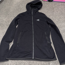 Arc'teryx Women's Black Fleece Hooded Full Zip Jacket Zipped Pockets L