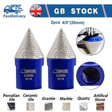 2pcs 20mm Diamond Miling Chamfer Cone Bit Tile Hole Saw Grinder Granite Marble