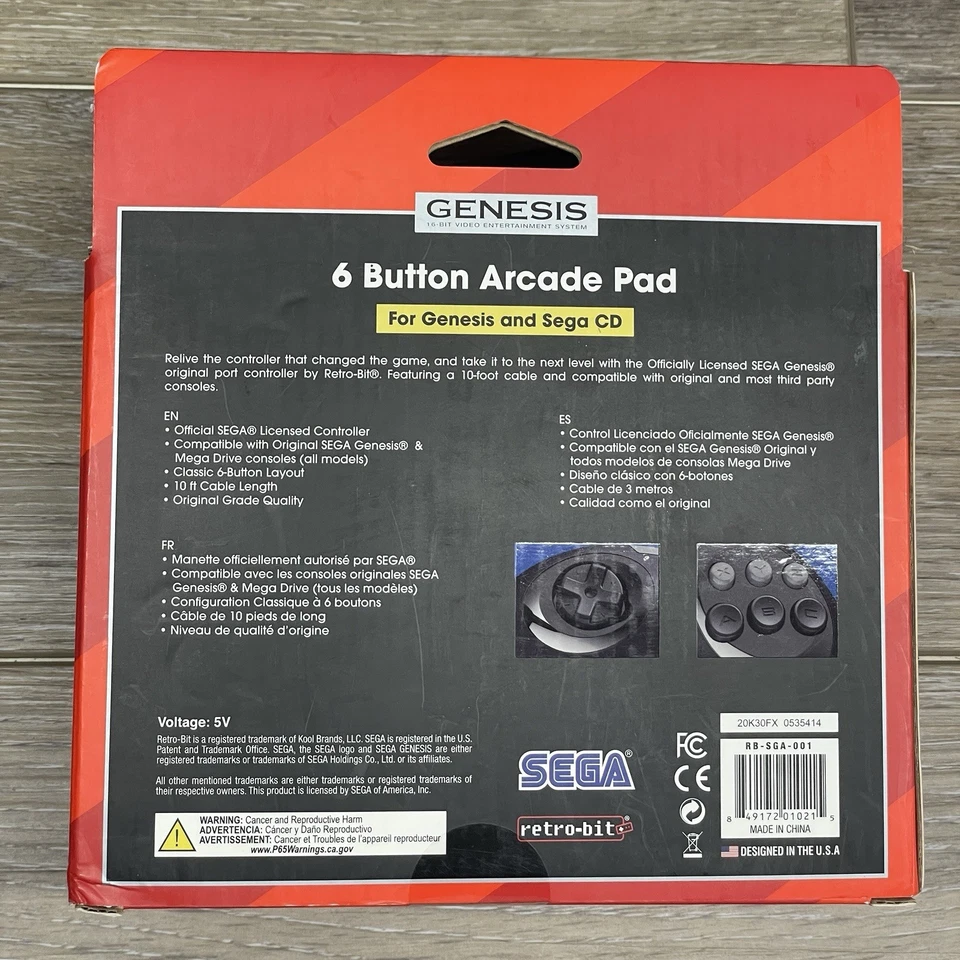 Retro-Bit Official Controller 6 Button Arcade Pad For Sega Genesis Original NEW - Image 2 of 4