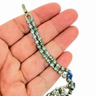 Vintage Estate Silver Tone Sapphire Rhinestone Fold Over Clasp 1960s Bracelet — photo 3