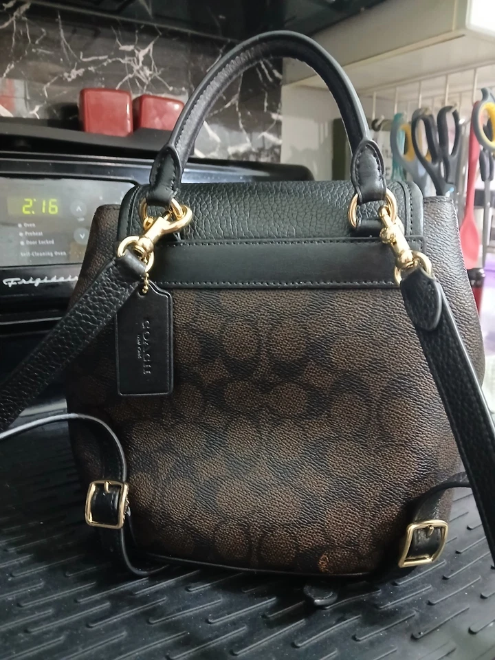 AUTHENTIC Coach Hadley Backpack In Signature Coated Canvas Leather - Image 4 of 4