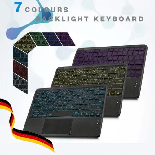 Bluetooth Tastatur mit Touchpad-kompatibel mit iOSAndroid Windows-Schwarz