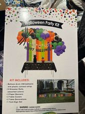 Halloween Party Supply Kit Multicolor Balloon Arch Streamers Banner Table Decor