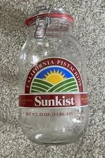 Vtg Arcoroc France 3L Sunkist Pistachios Pitcher Hinged Lid 52oz Jar Large Jug