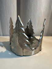 Vintage Silverplate over Solid Brass Christmas Tree Jar Candle Holder Farmhouse