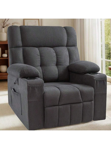 Heavy Duty Manual Recliner Chair for Adults Single Sofa with Cup Holders - Picture 11 of 12