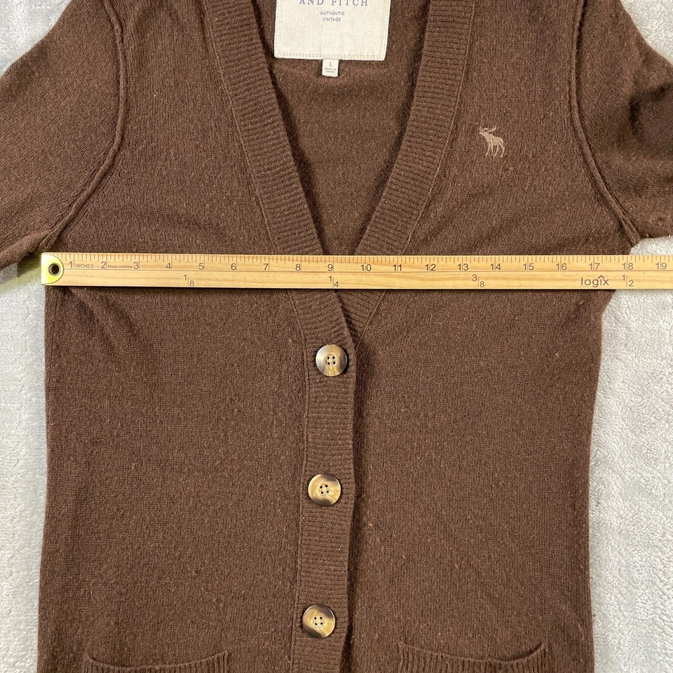 Cárdigan suéter vintage Abercrombie Fitch para mujer grande marrón abuela lana Foto 4 de 4