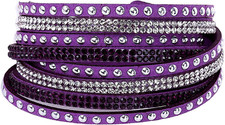 Leather Wrap Bracelets for Women, Boho Multi-Layer Purple Bracelets Western Jewe
