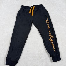 True Religion Black Jogger Sweatpants Orange Logo Kids Size 5