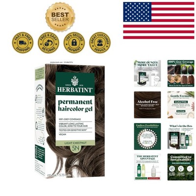 Luxury 5N Light Chestnut Hair Color - 100% Gray Coverage, Organic Ingredients