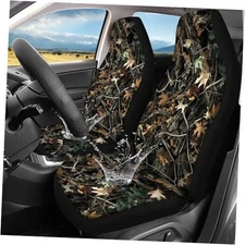 Print Front Seats Cover Waterproof Car Seat Covers for Forest Hunting
