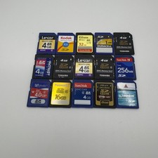 Lot of 15 Miscellaneous SD Cards Brands Include Sandisk Lexar - Untested - GC337