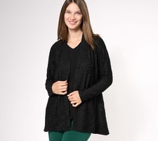Susan Graver Women's Top Sweater Sz M OCCASIONS Knit Cardigan Black A612682