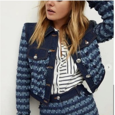 VERONICA BEARD |Santo Jacket Tweed Denim New! Size 10