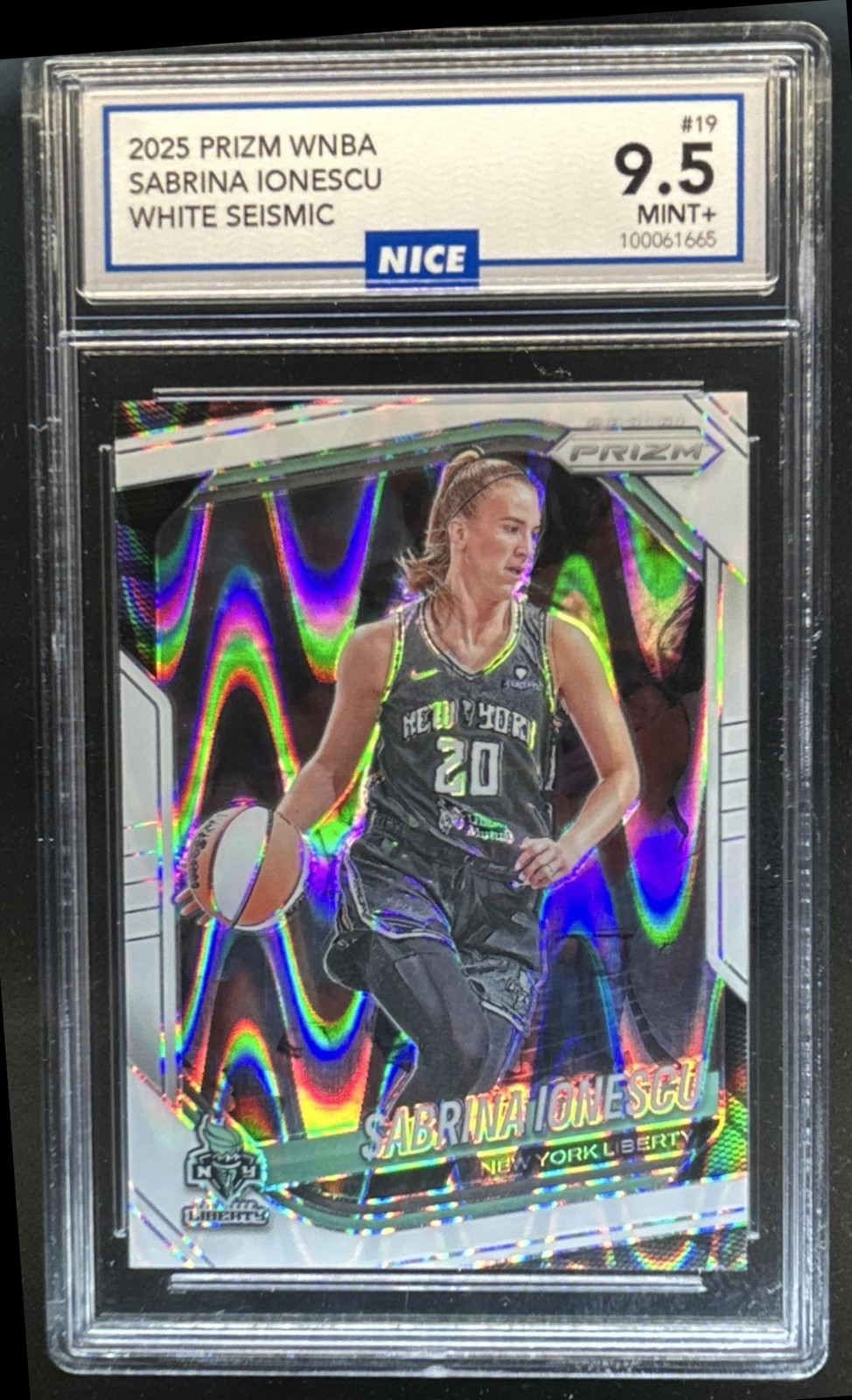 2025 Panini WNBA Prizm Sabrina Ionescu White Seismic #19 Liberty NICE 9.5