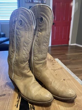 Sanders Boot Company Cowboy Western Boots Tan Men's Size 7 For Restore