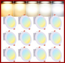 12 Pack 6 Inch Ultra Thin LED Recessed Ceiling Lights W/ Junction Box, Dimmable