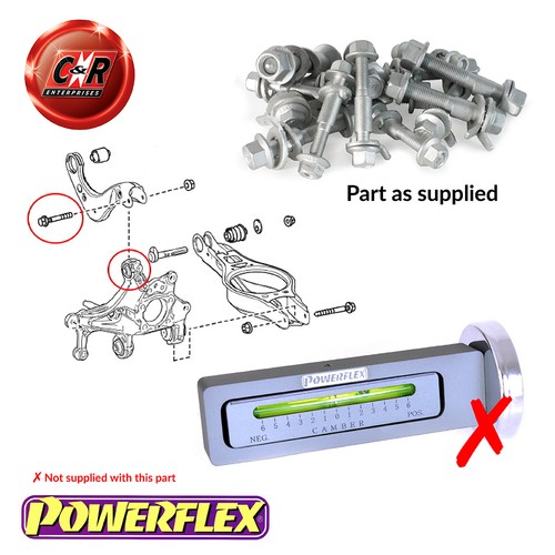 Kit bulloni camber Powerflex neri (10 mm) per Fiat Punto MK1 (93-99) PFA100-10 - Foto 3 di 13