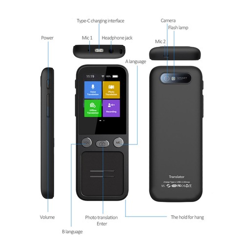 Language Translator Device 134 Online Languages 10 Offline Languages Smart AI FY - Afbeelding 22 van 24
