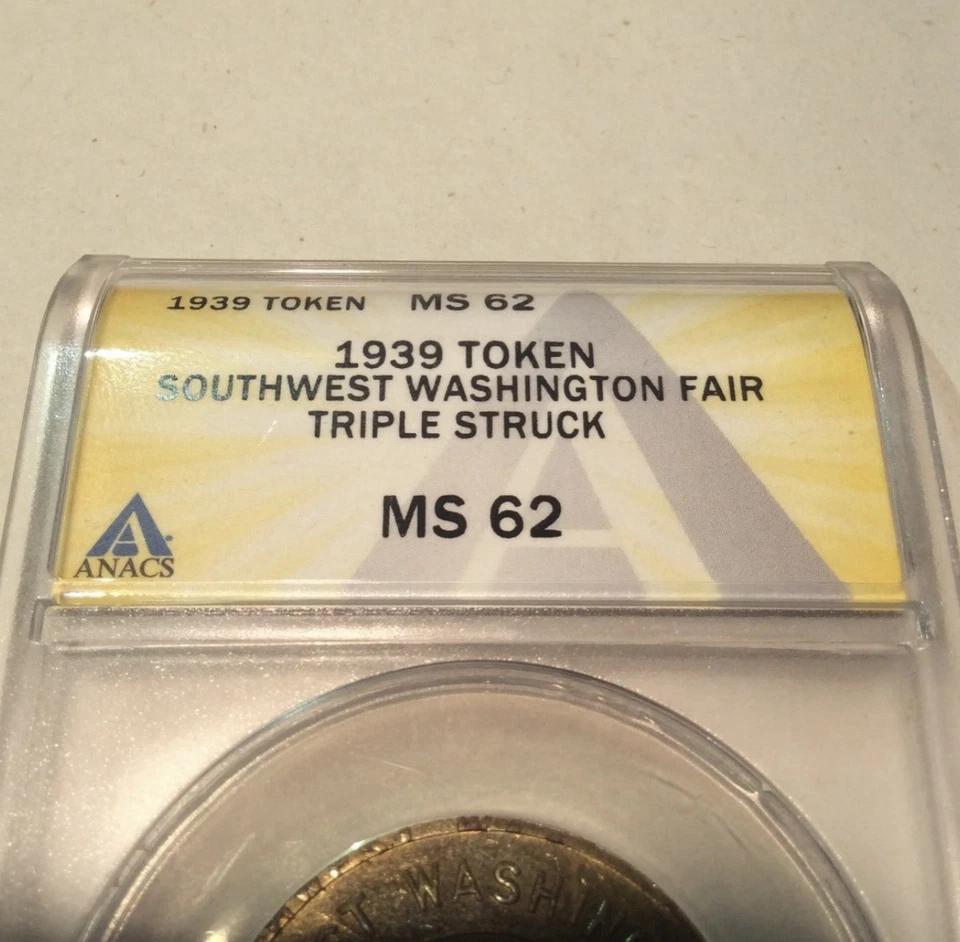 Triple Struck ANACS 1939 Washington Fair Token Coin- Only Known One Exist- Pop 1 - Image 2 of 4
