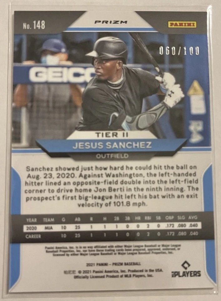 2021 Panini Prizm ASTROS Jesus Sanchez #148 Gold Prizm /100 (RC) - Image 2 of 2