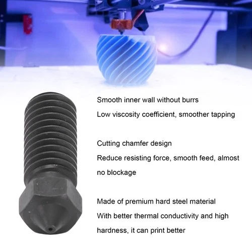 3x 0.4mm 3D Printer Nozzle M6 Thread Large Aperture Hardened Steel Extruder SET
