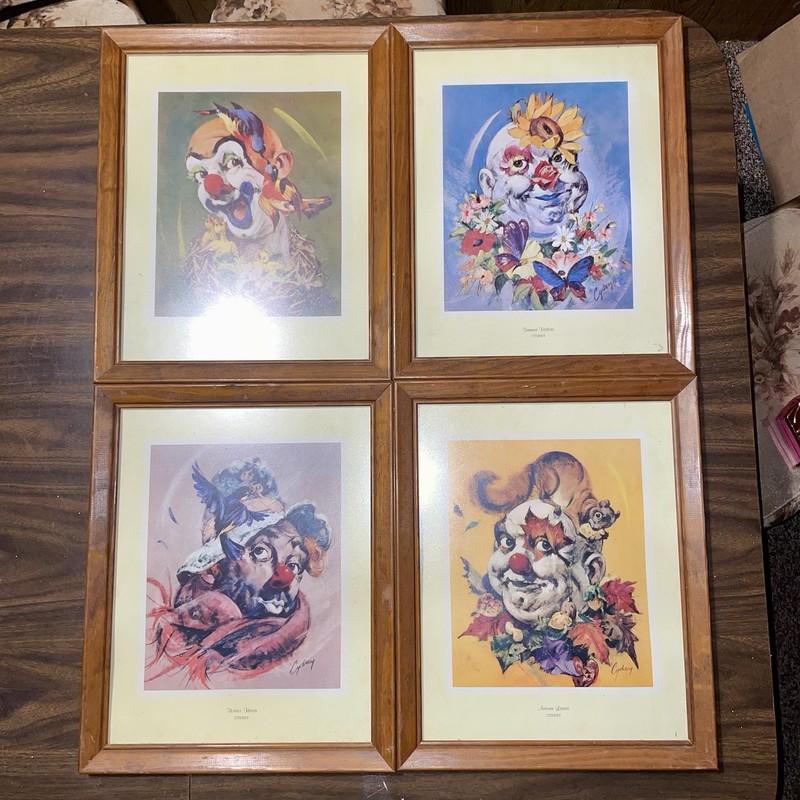 Set of 4 Cydney Grossman Framed Prints Seasonal Set Spring Summer Autumn Winter