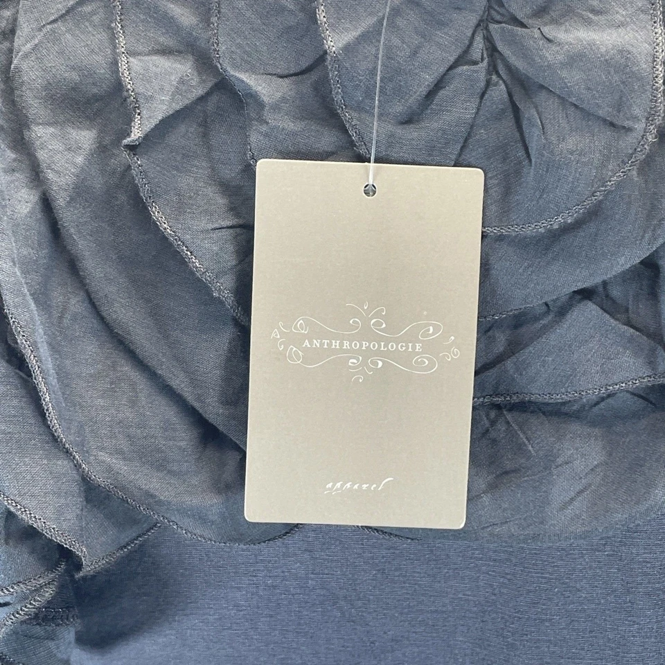 Top Deletta Anthropologie Para Mujer Cuello Redondo Encaje Gris Manga Volantes Talla M Nuevo Con Etiquetas Foto 3 de 4