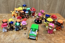 Paw Patrol Action Pups Figure Lot Of 24; 6 Finger Puppets, 1 Vehicle 17 Figures