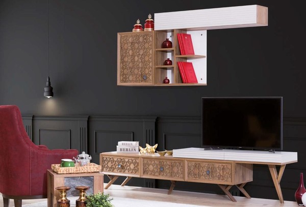Tv StäNder Sideboard Rtv Lowboard Wohnzimmer Holz Klassischer Modern Schrank Neu-image