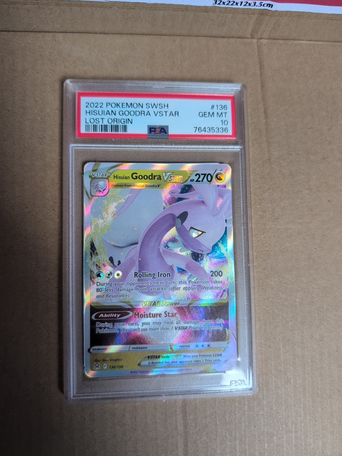 Hisuian Goodra VSTAR SWSH Lost Origin Card 136/196 PSA 10