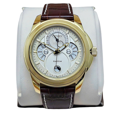 Citizen Calendrier Gold Sapphire Dial Day Date Month Men's Watch
