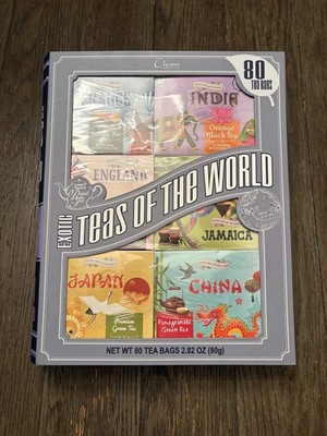 Exotic Teas of the World Gift Set, 80 Tea Bags, 6 Different Flavors EXP 7/2028