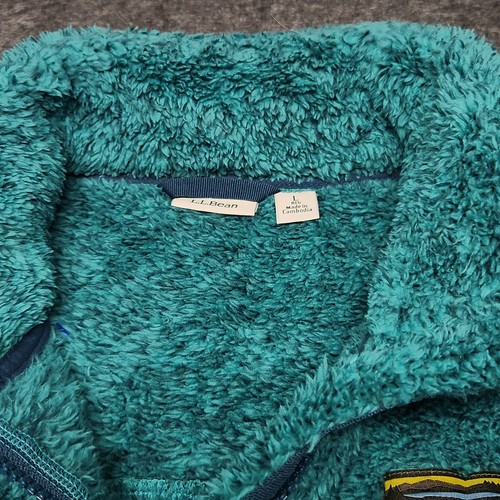 LL Bean Womens High Deep Pile Mountain Fleece Vest Teal Performance Large - Picture 3 of 7