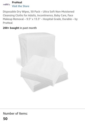 4 Packs Of 50 Each Disposable Dry Wipes, Ultra Soft Non-Moistened Cleansing...